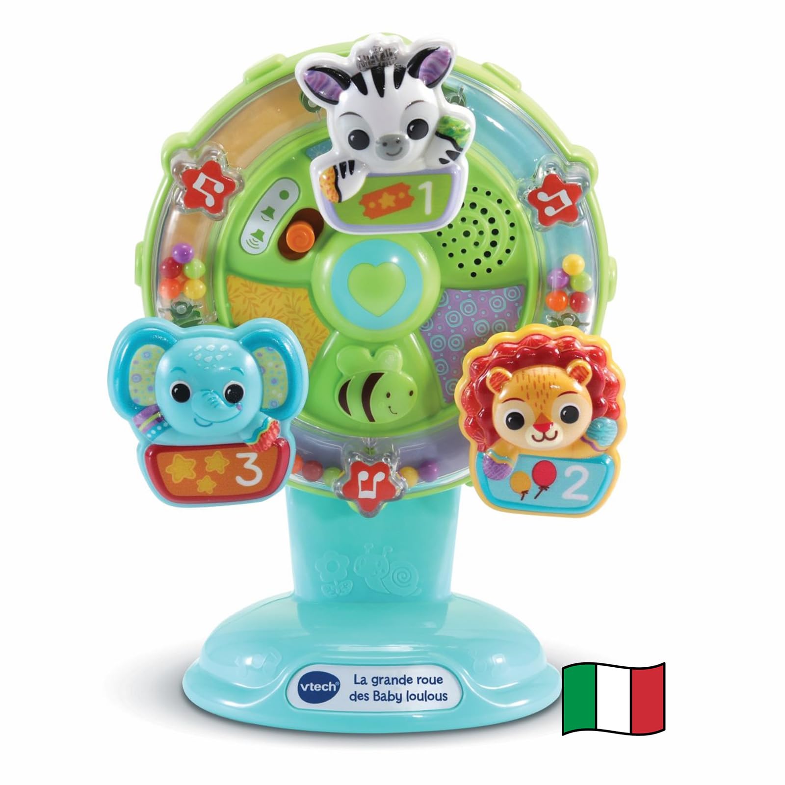VTech Baby Ruota Panoramica, Gioco Interattivo Bambino con Sensore di Movimento e Stelle Colorate, Supporto con Ventosa, più di 45 Canzoni e Suoni, Lingua Italiana, Batterie Incluse, 6-36 Mesi