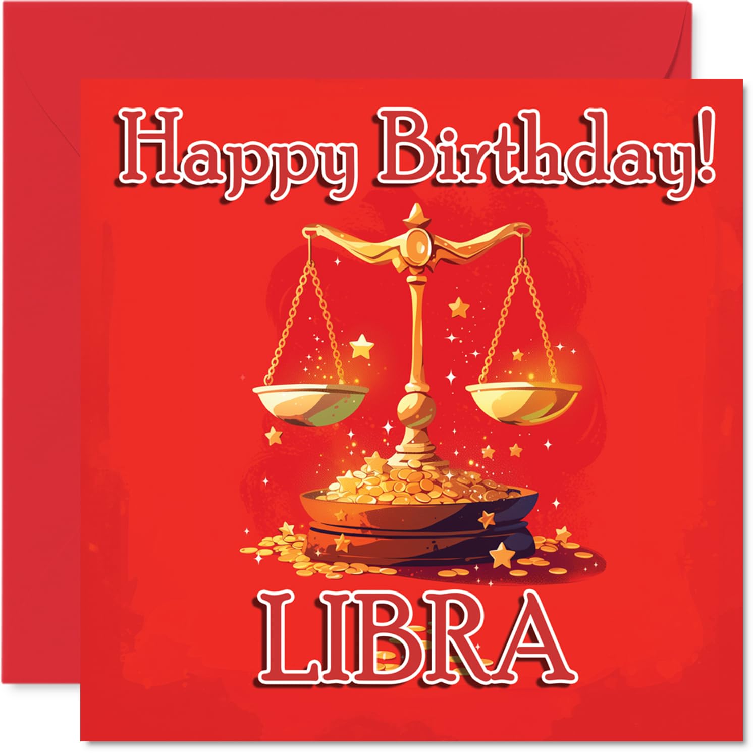 Libra Birthday Card for Men Women - Zodiac Niji - Happy Birthday Card for Wife Nan Sister Nanny, 145mm Bday Greeting Cards