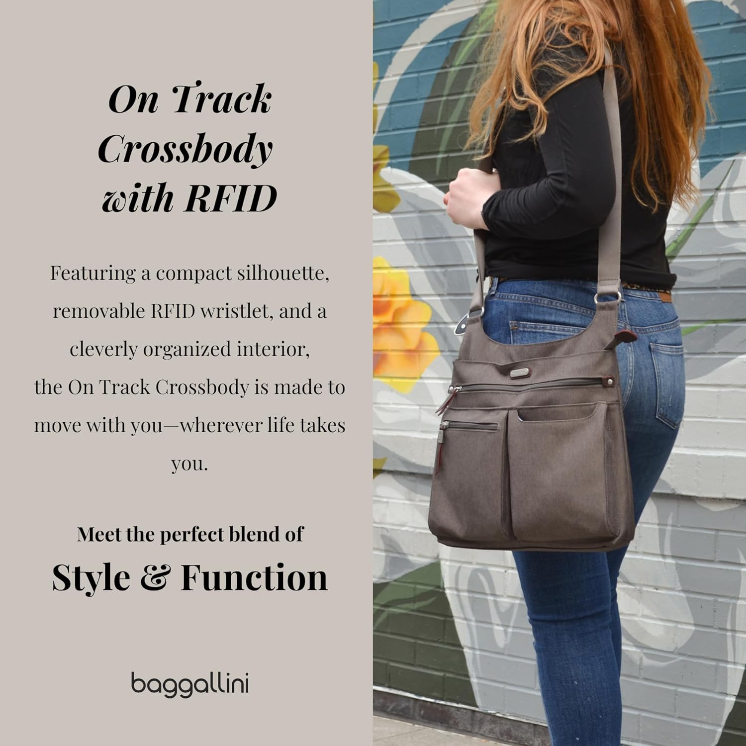 Baggallini On Track Crossbody with RFID Phone Wristlet - Image 2