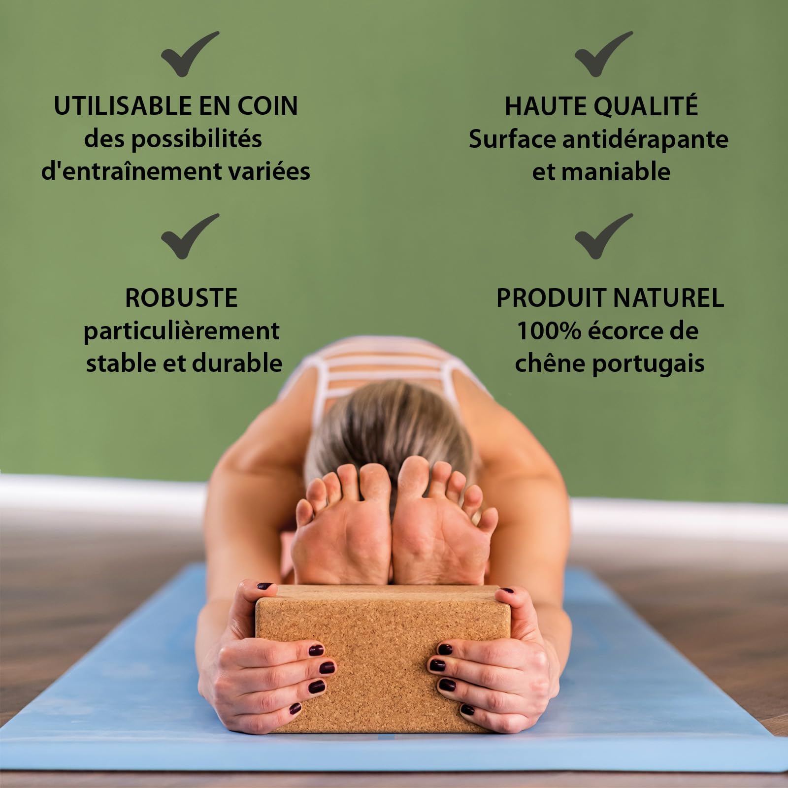 ALPIDEX Bloc de liège Yoga Brique lot de 2 y compris un e-book avec 100 exercices écologique et durable liège de Portugal, Taille:2 pièces - 23 x 14 x 7.5 cm