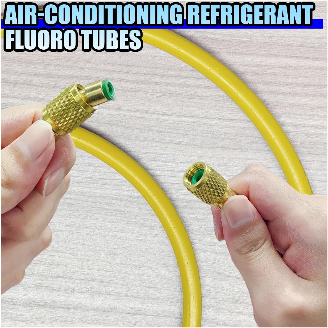 AC Refrigerant Hose, 60 Inch HVAC Manifold Gauge Tube for Air Condition System, 1/4" SAE Thread Flare Charging Hose, 800 PSI Working Pressure HVAC Hoses for R134A, R410A and R22 (Yellow)