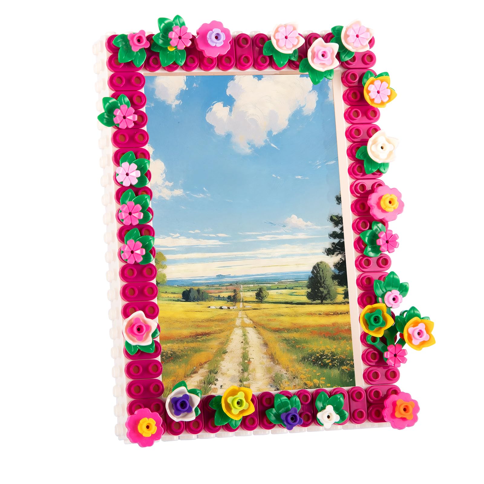 Minifactory Flowering Plenty 6-Inch DIY Photo Frame – Colourful Daisy Building Block Picture Frame, Rebuildable ABS Brick Craft Kit for Home Decor, Wall-Mountable & Tabletop Display, Creative Gift
