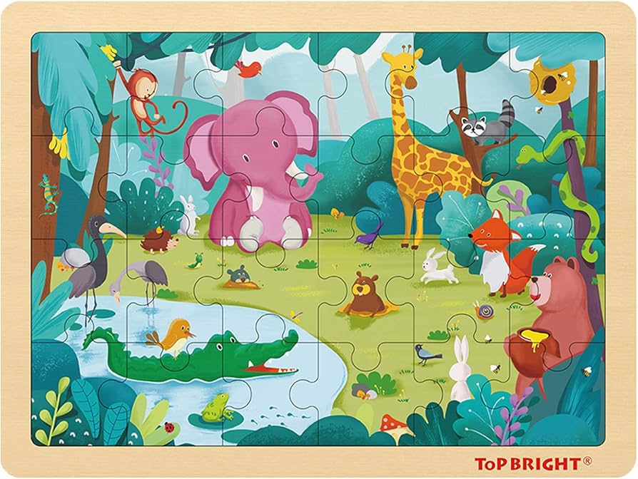 Amazon | TOP BRIGHT 幼児用パズル 24ピース 3歳 - 木製