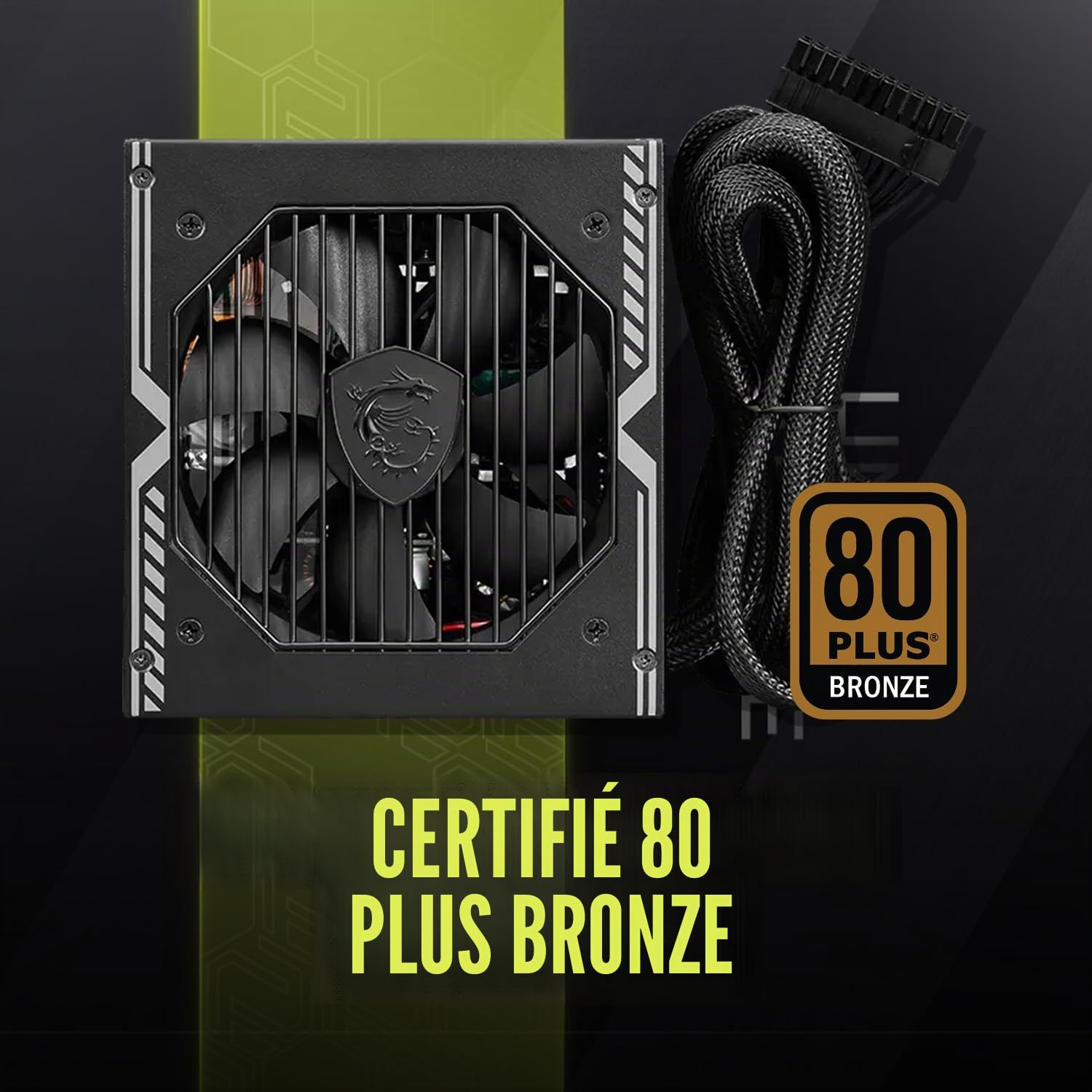 MSI MAG A750BE Bloc d'alimentation de Jeu - Certifié 80 Plus Bronze 750 W - Semi-modulaire - PSU ATX à Faible Bruit