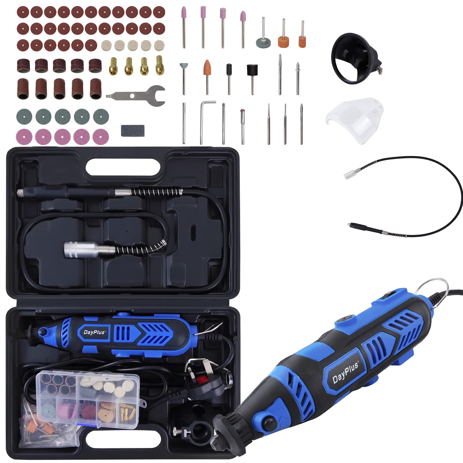 Utensile multifunzione, strumento rotativo da 135 W, mini smerigliatrice rotativa, 6 impostazioni variabili, 10000-32000 giri/min, 80 accessori, per fresatura, separazione e incisione