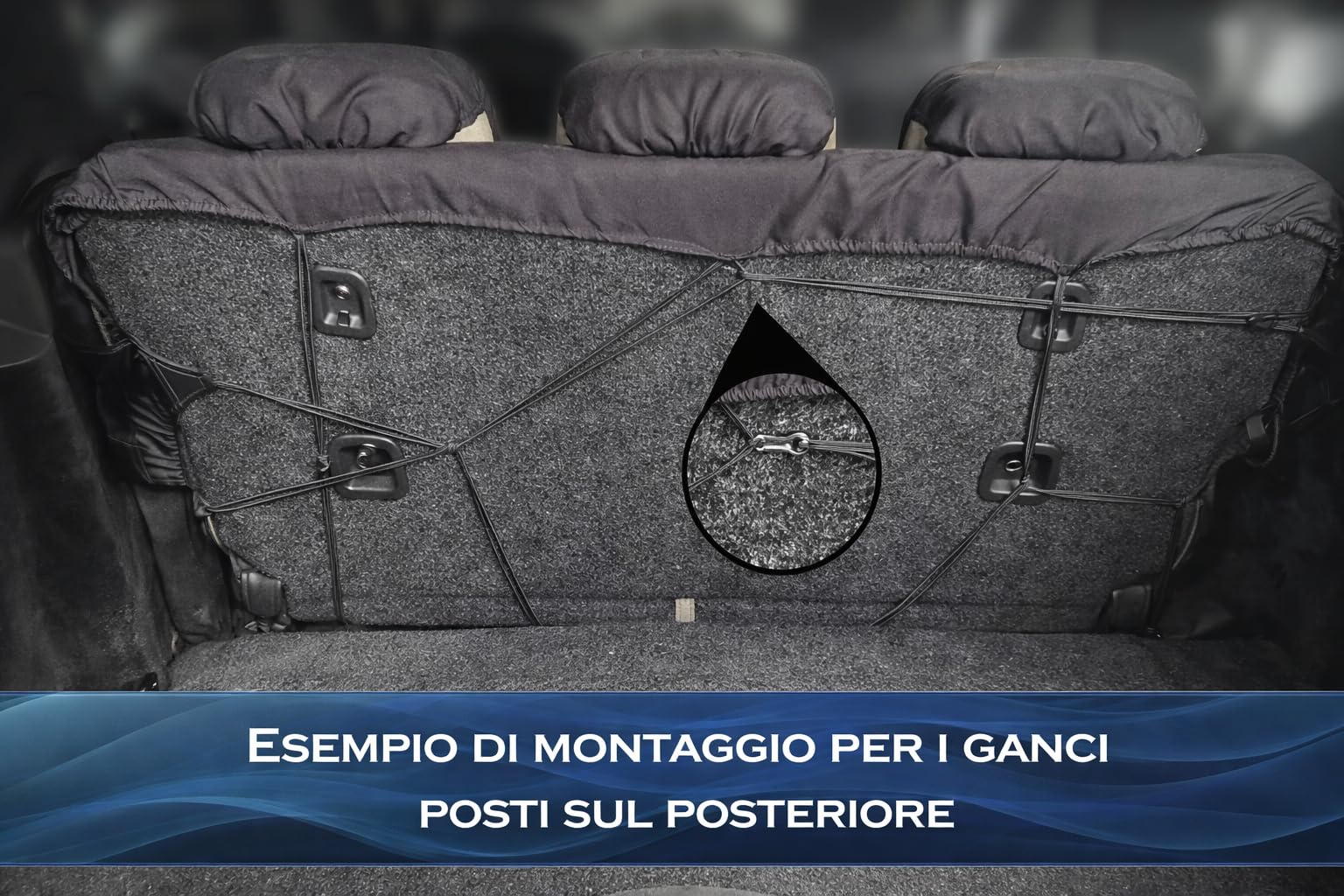 Susy Shop Coprisedili Compatibili Per Panda 2 e 3 Serie Con Logo Ricamato, Set Completo Fodere Auto Anteriori E Posteriori, Lavorazione MADE IN ITALY (NERO/GRIGIO SCURO, POSTERIORE 1/3)