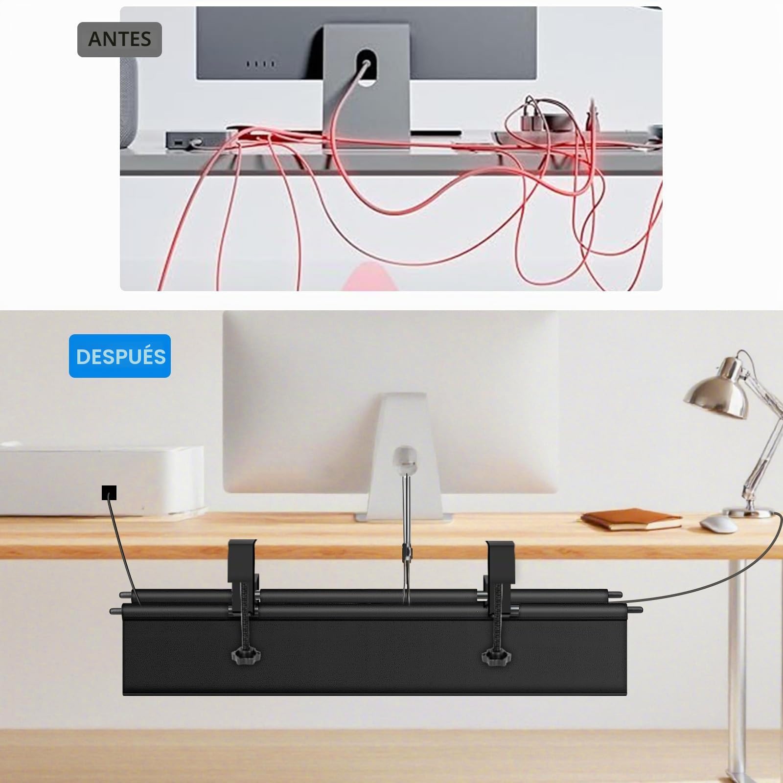 Bandeja Cables Escritorio, Acabado Flexible De La Mesa De GestióN De Cables Sin PerforacióN De 70cm, InstalacióN De Pinzas Sin PerforacióN, Impermeable Estable, Adecuada Para Oficinas Y Hogares