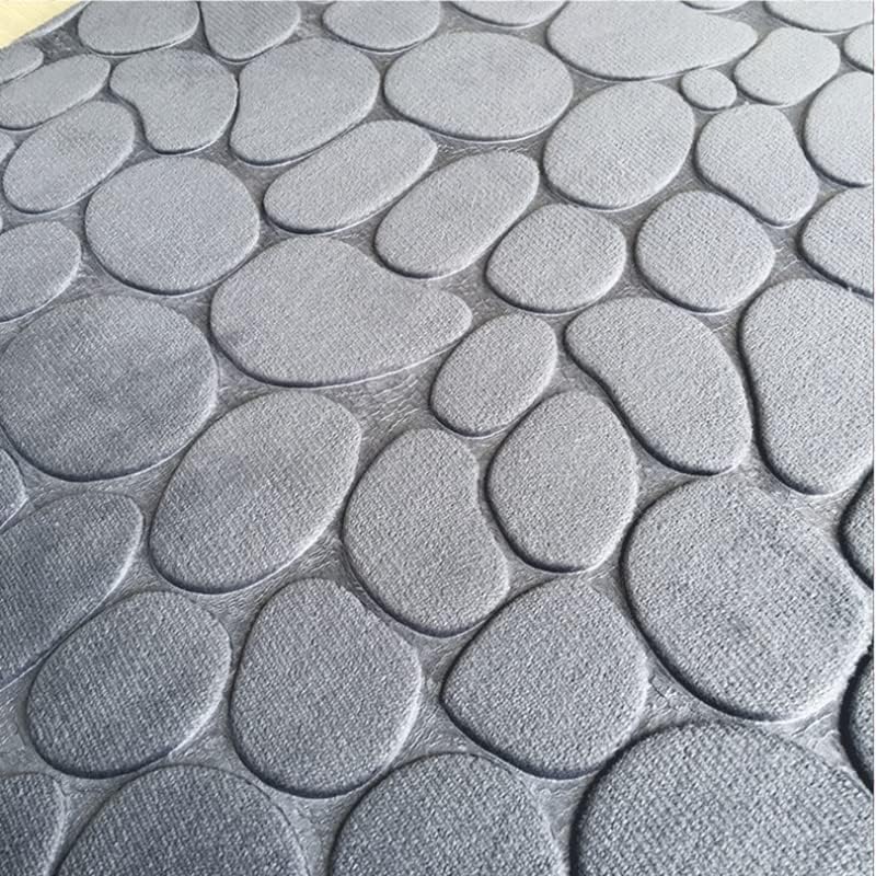 Miniatura 4 de Tapete de baño antideslizante de 19.7 x 31.5 in y tapete de inodoro de 19.7 x 15.7 in, juego de 2 alfombras de baño suaves con patrón de adoquines,