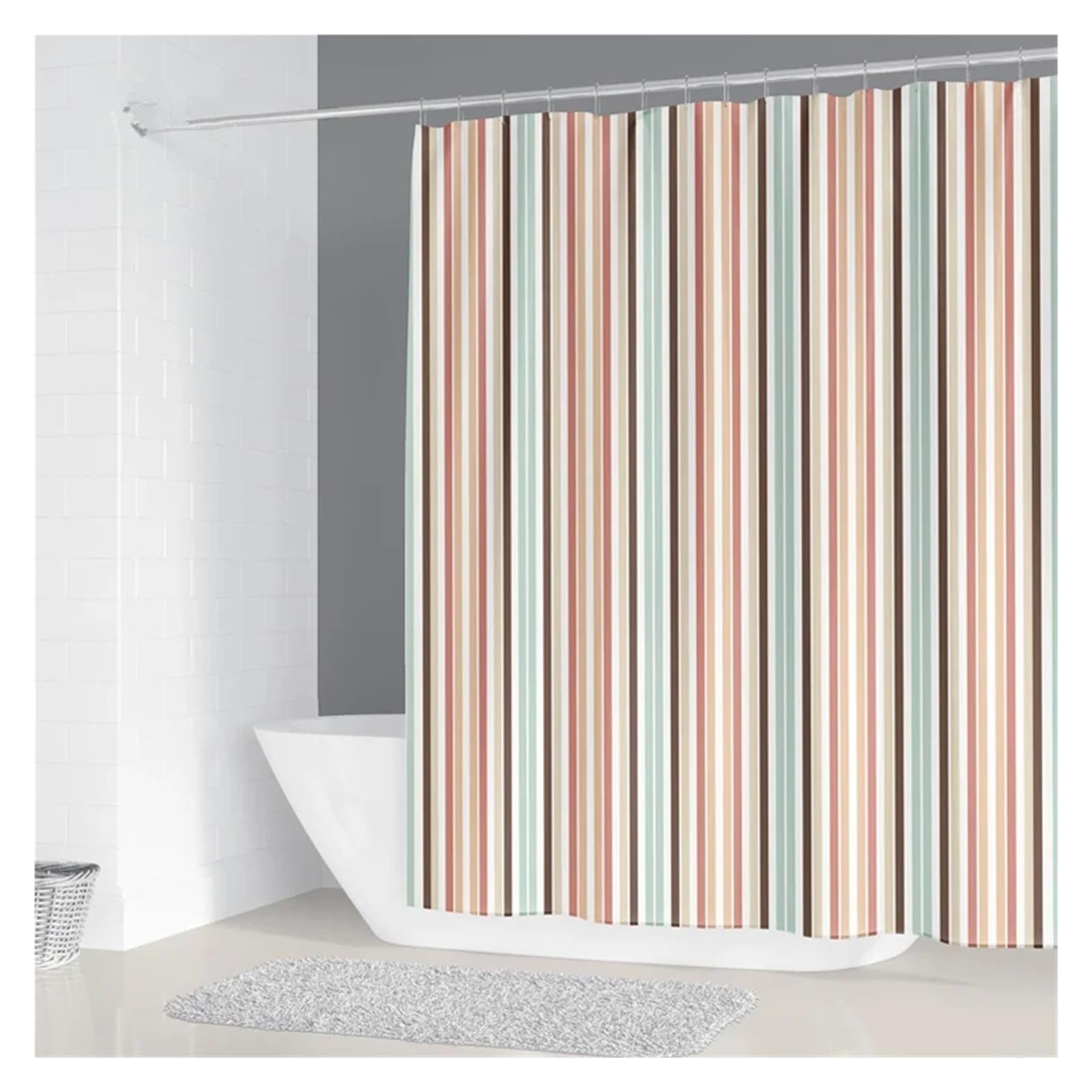 Cortina de ducha impermeable de 200 x 180 cm, diseño geométrico simple, poliéster, decoración del hogar, con 12 ganchos, cortinas de ducha para baño (color 5, 160 x 180 cm)