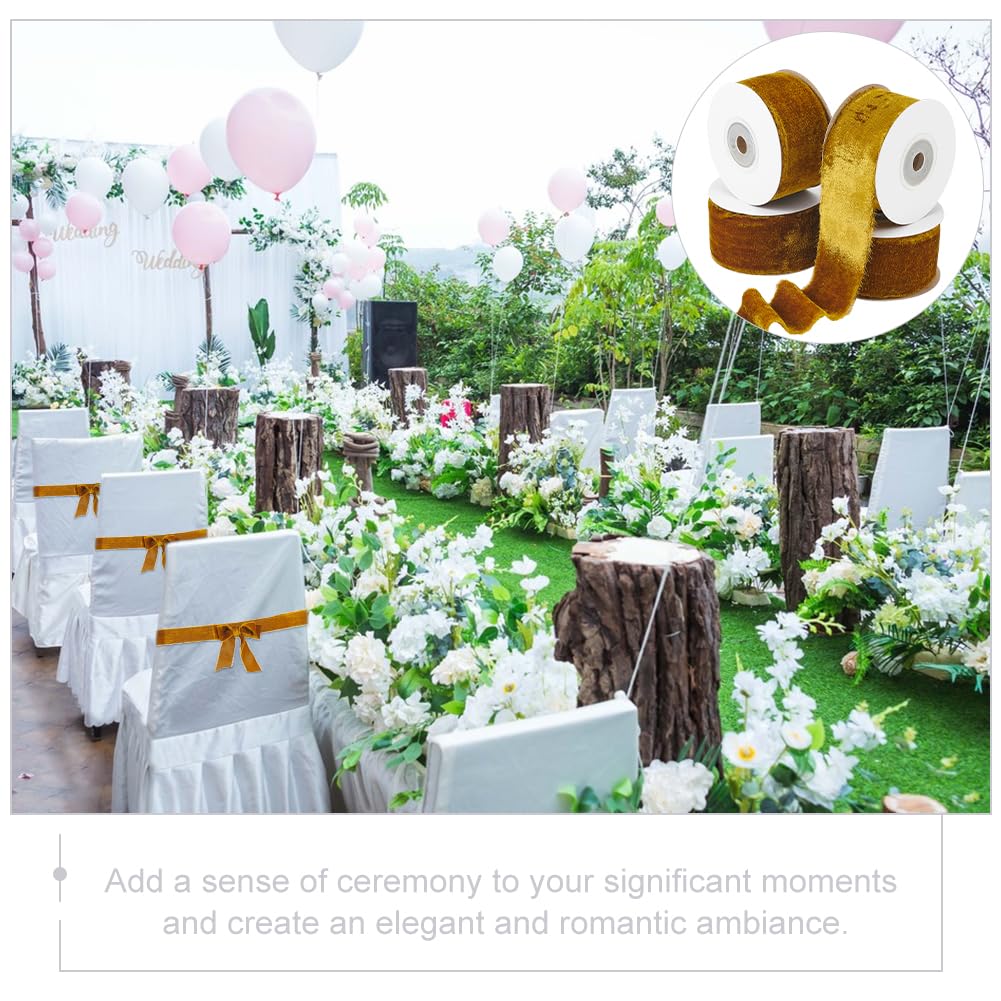 NBEADS 4 Rollo de Cinta de Terciopelo de Seda de Aproximadamente 21.8 Yardas, Cinta de Satén de 4cm con Borde Crudo con Carrete para Envolver Regalos de Boda, Decoración del Hogar, Coco Marrón