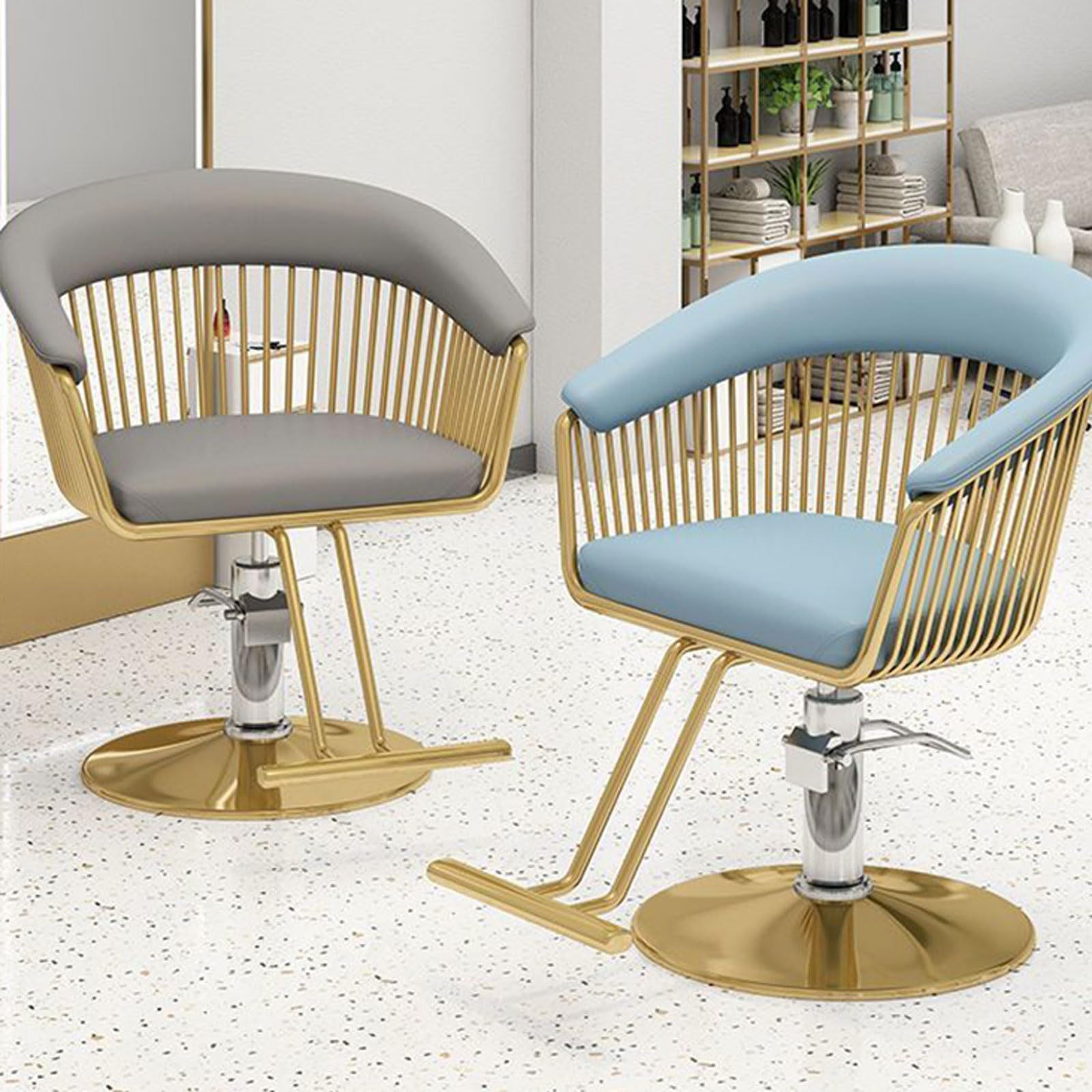 Generisch Friseurstühle, Drehbarer Friseurstuhl mit Goldfuß | Friseurstuhl für Kosmetikstudios | Höhenverstellbarer Friseurstuhl für Friseursalons und Kosmetikgeschäfte
