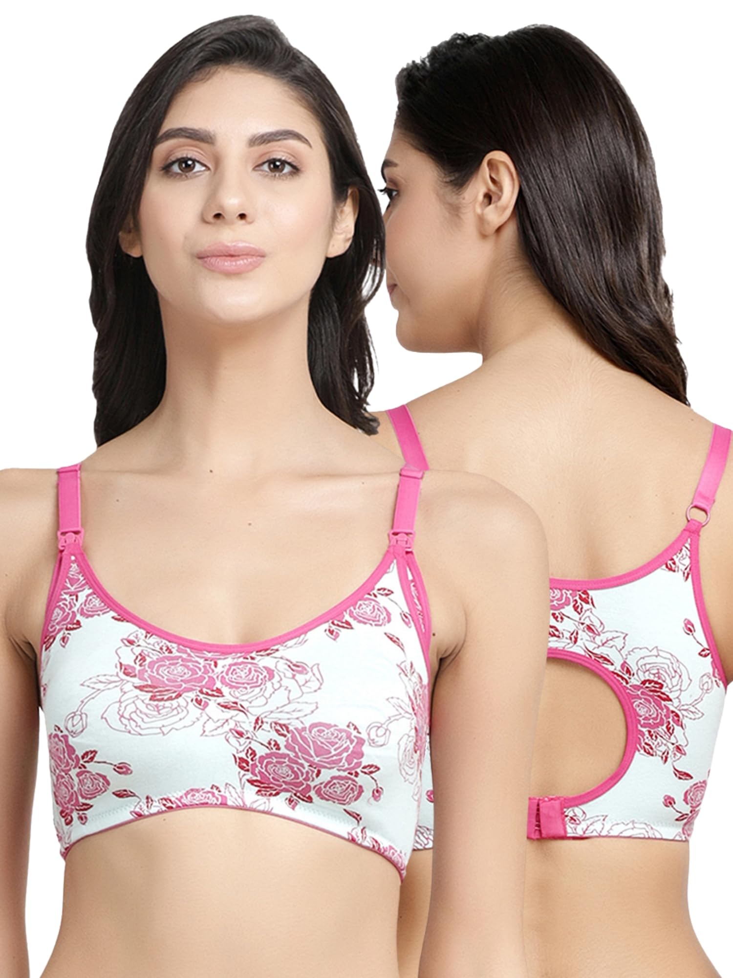 Organic Cotton Bamboo Nursing Bra for Women I Non Padded Feeding Bra with Keyhole Back Design and Wire Free I Maternity Innerwear with Full Coverage-image-23