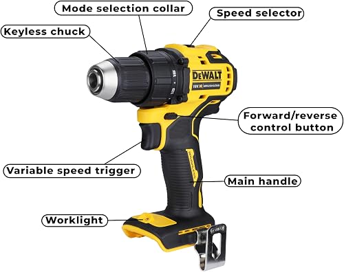 DEWALT DEWDCD708N DCD708N XR Brushless Combi Drill 18V Bare Unit, Black-Yellow - 3