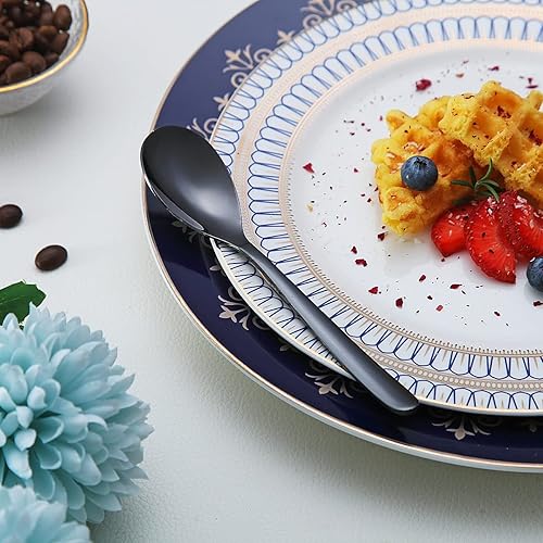 Miniatura 9 de Black Demitasse - Cucharas de café expreso de 5.5 pulgadas, juego de 6, acero inoxidable, aptas para lavavajillas