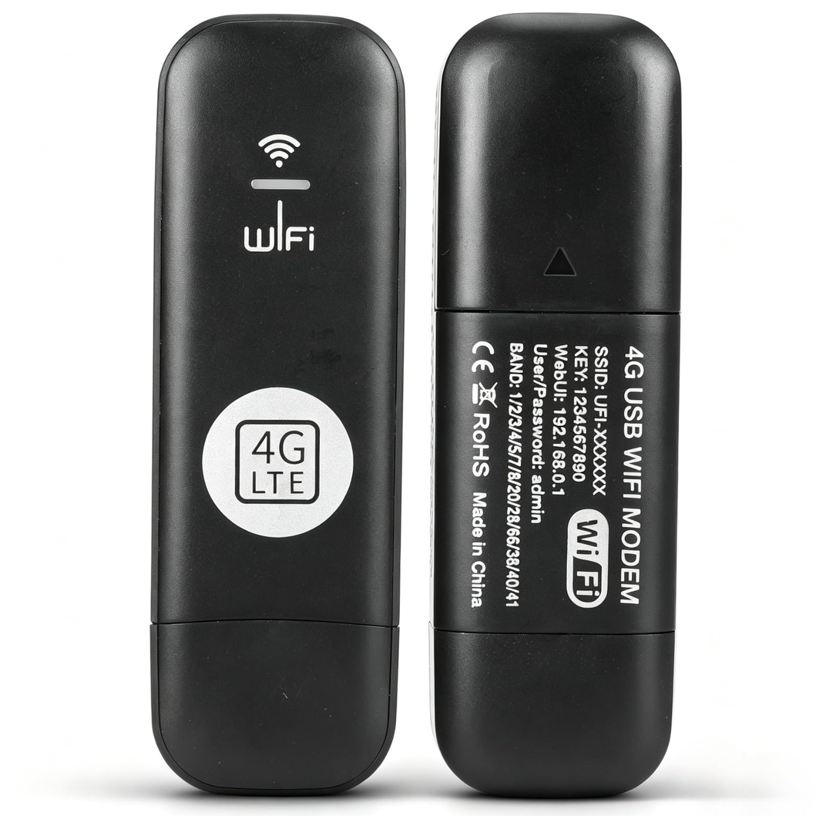 Wisoqu 4G LTE USB WiFi Modem Hotspot, Unlocked Plug & Play, 8 Device Connections Dual USB Modem & WiFi Router, 10m Range for Car, Travel, Home Office