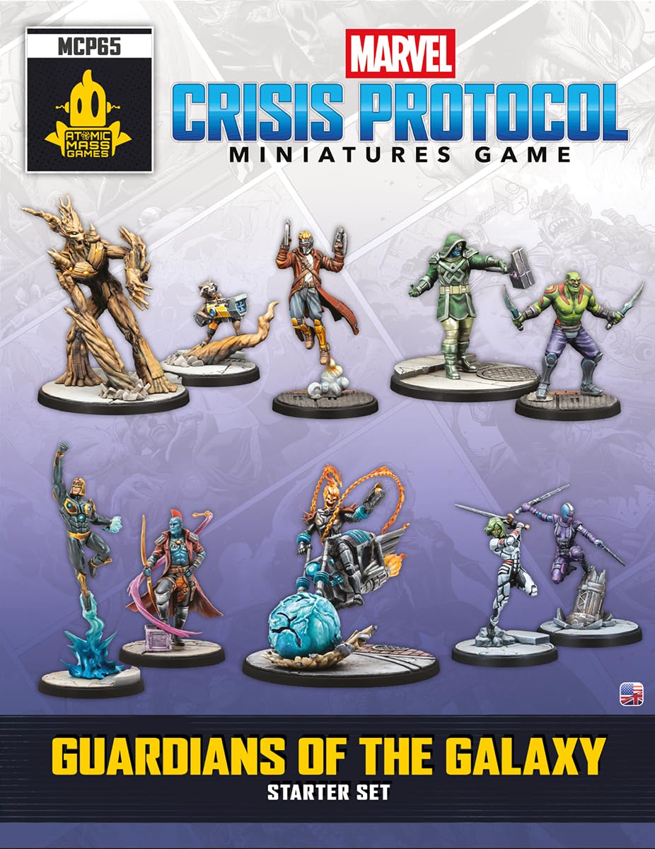 Marvel Crisis Protocol Guardiani della Galassia Starter Set - Gioco completo di miniature con Star-Lord, Groot, Rocket & More - 10 personaggi, dadi, carte e strumenti inclusi