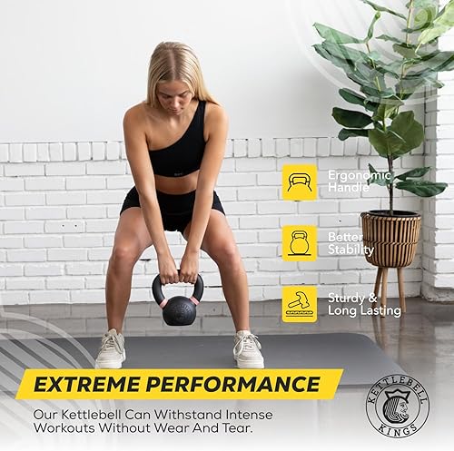 Miniatura 4 de Kettlebell Kings Pesas rusas con recubrimiento en polvo de 5-90 libras | Equipo de gimnasio de entrenamiento y conjuntos de entrenamiento de fuerza