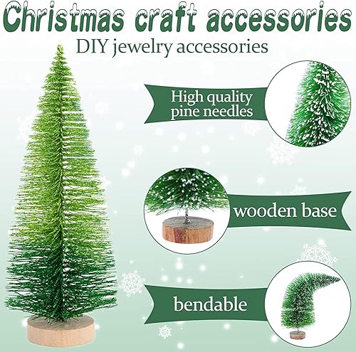 Miniatura 4 de 6 adornos de árbol de Navidad de mesa con base de madera, color mixto, mini árboles de sisal artificiales, árbol de Navidad, botella de 4 pulgadas,