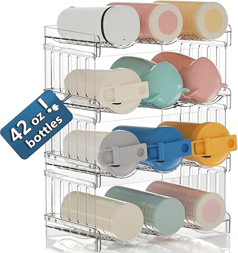 SODPE Organizador de botellas de agua para armario y refrigerador, organizador apilable de despensa de cocina y estante de almacenamiento, soporte
