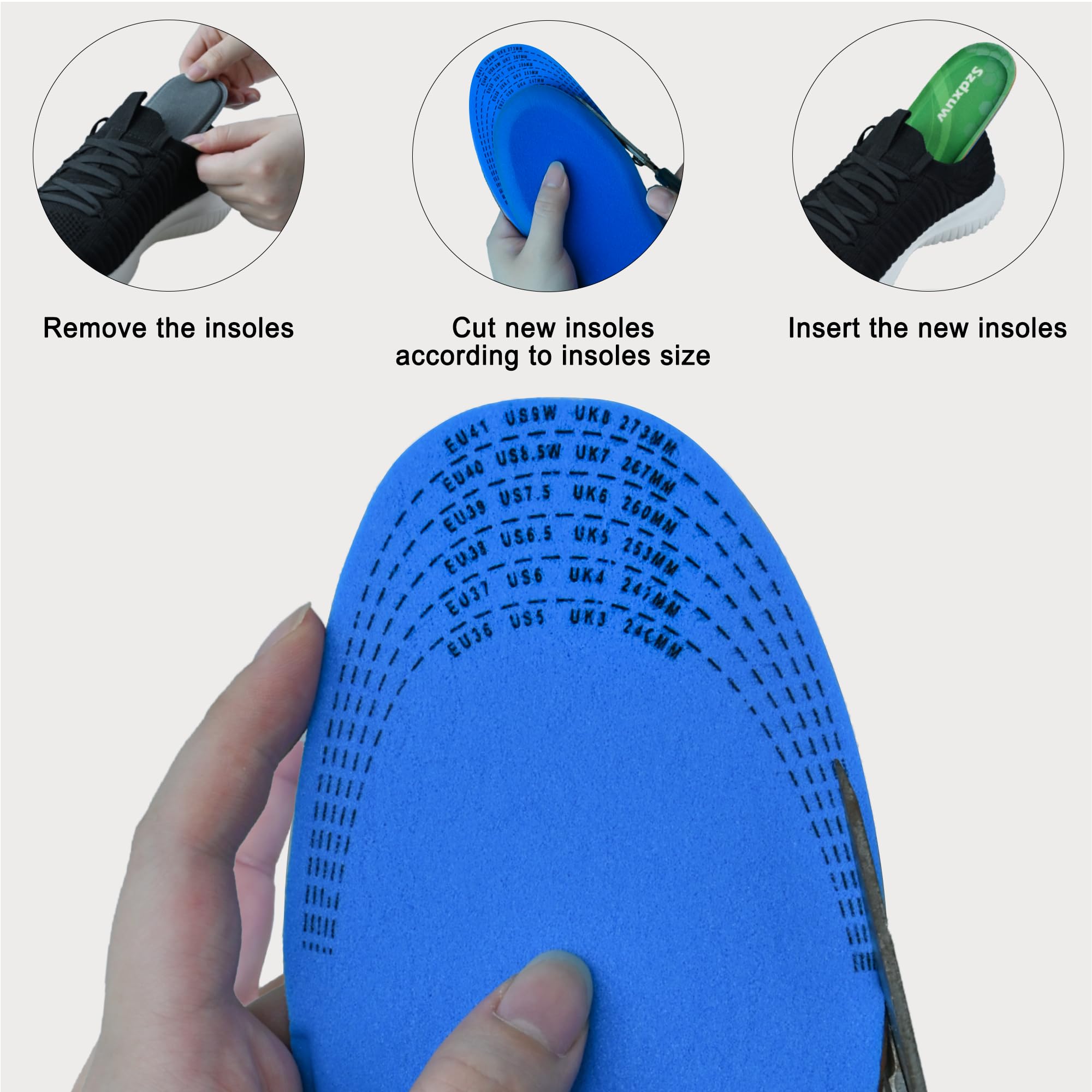 Szdxuw 2 paia Solette in Memory Foam Donna Uomo - Inserti per Scarpe Regolabile alla Misura Comfort Traspirante, Inserti Per Scarpe Da Ginnastica, Lavoro, Sportive E Stivali, Verde Donna