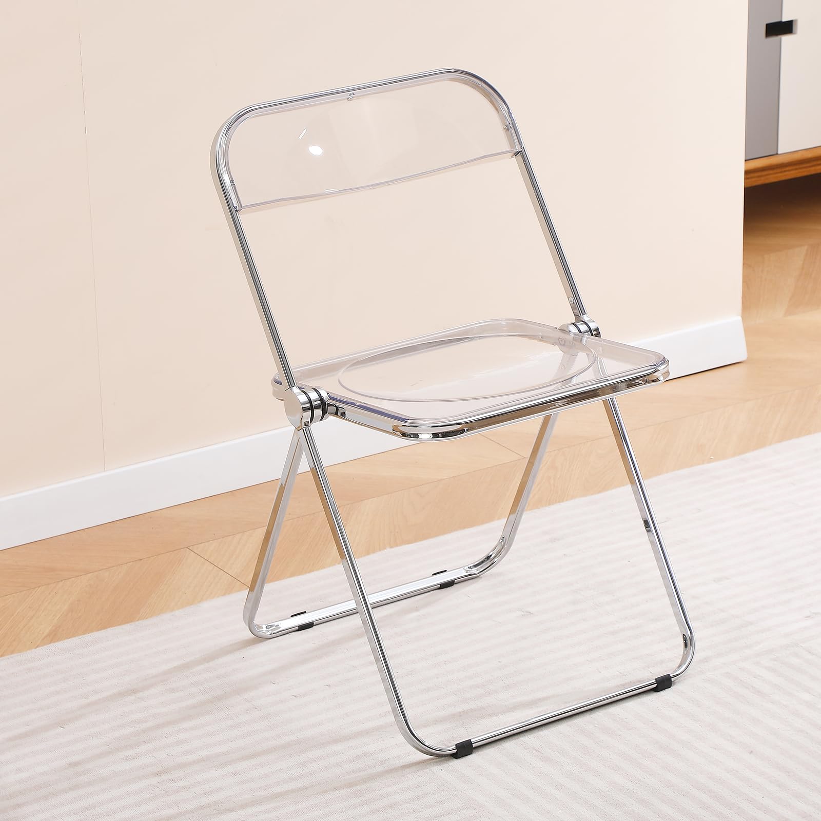 Silla plegable de acrílico, silla plegable transparente, silla plegable portátil con marco de metal para el hogar, oficina y eventos