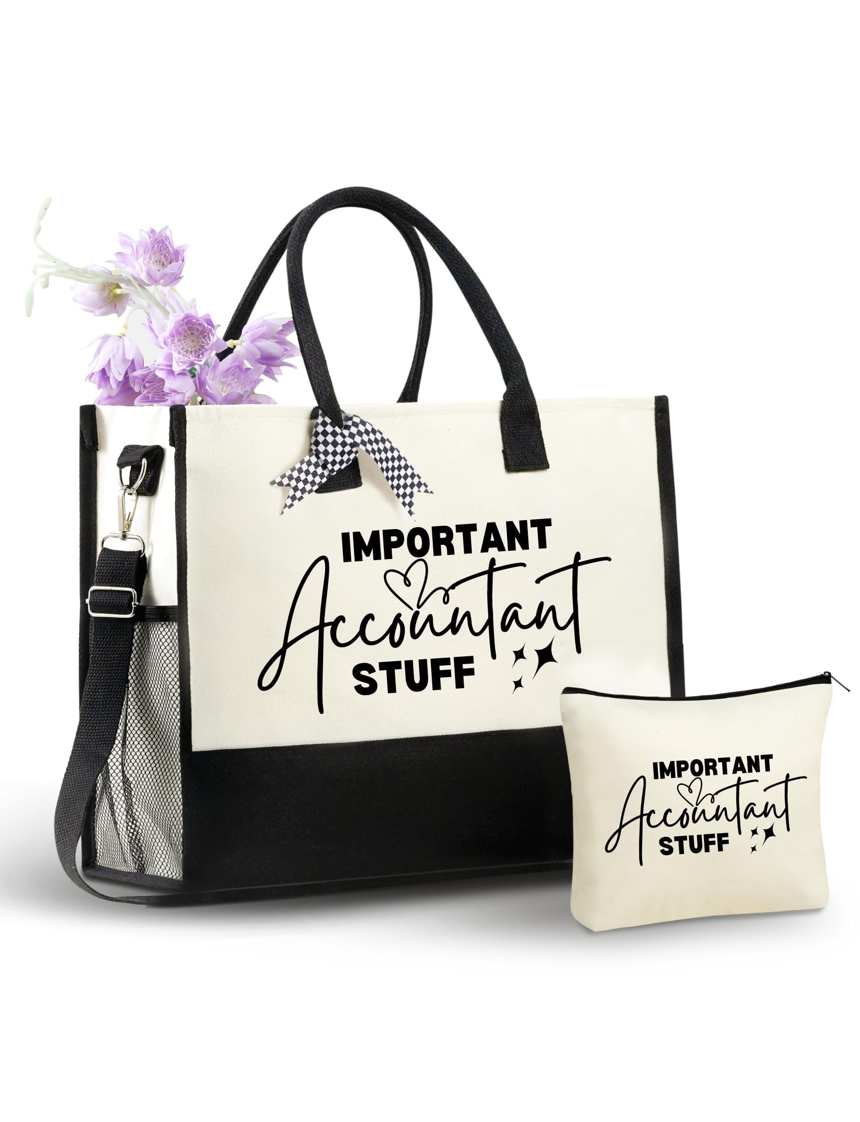 InnoBeta Accountant Gifts for Women Canvas Tote Bag on Birthday & Christmas, Tote with Top Zipper Closure and Shoulder Strap
