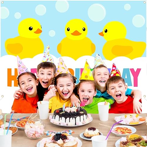 Miniatura 6 de Lindo cartel de dibujos animados de pequeño pato amarillo feliz cumpleaños revelación de género pato pato pato niños fiesta baby shower foto