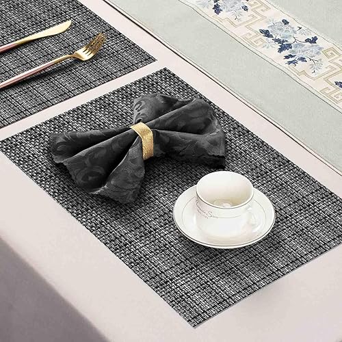 Miniatura 162 de AHHFSMEI Juego de 6 manteles individuales para mesa de comedor, manteles individuales de vinilo tejido de plástico, antideslizantes, aislamiento