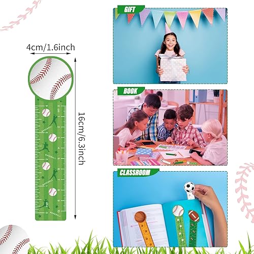 Miniatura 3 de Teling 48 marcapáginas deportivas, reglas de lectura con temática deportiva a granel, regalo de fiesta de cumpleaños, regalo para niños,