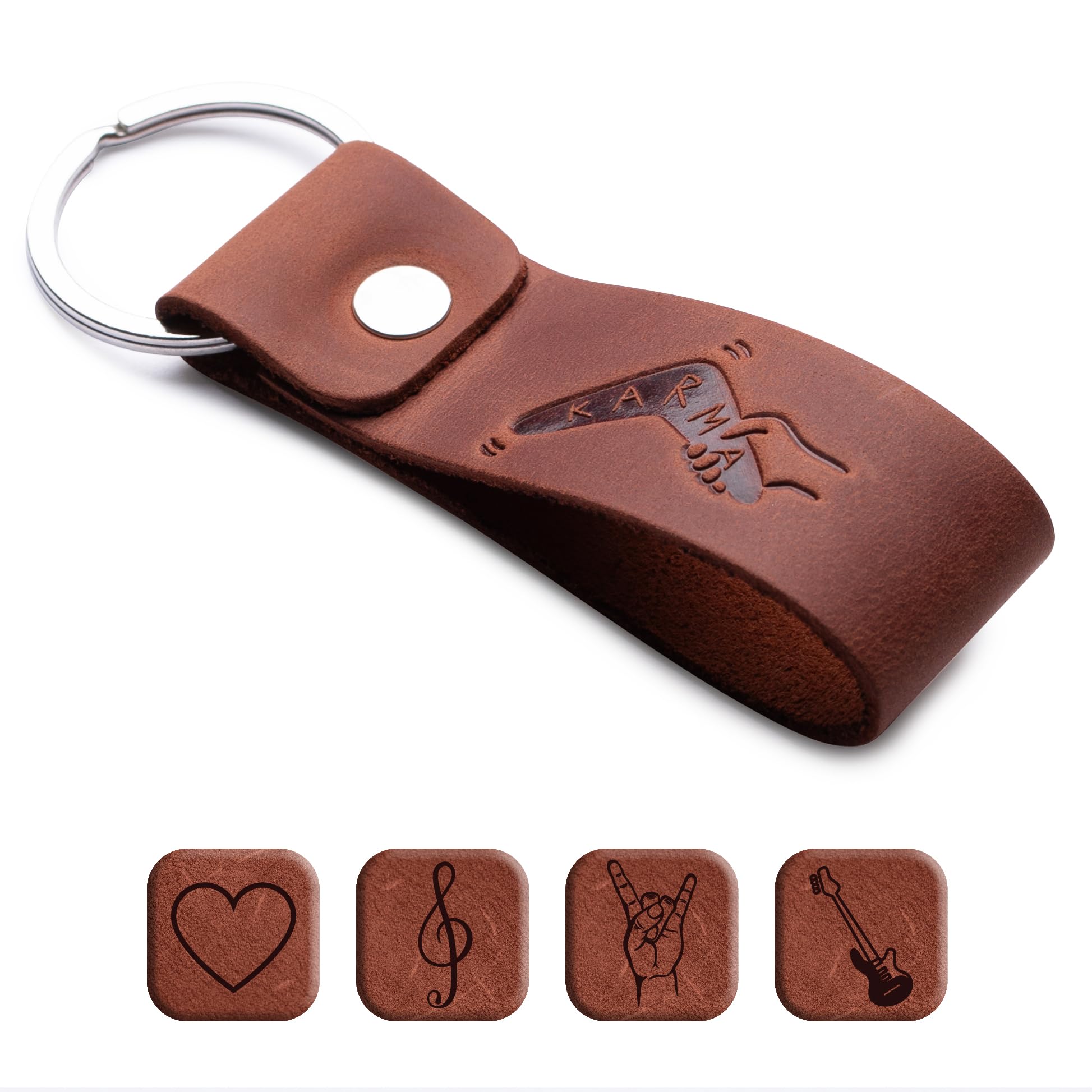 MAGOR Leather Keychain Favorite for Men, Keyring Gift for Women & Men, Birthday & Anniversary, Full Cow Leather (Karma)