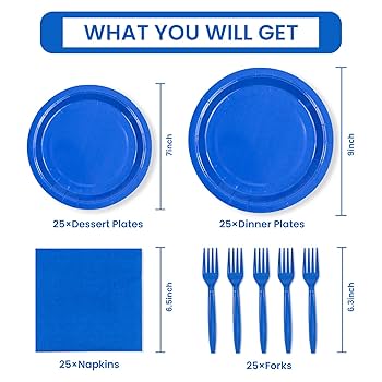 Amazon.co.jp: ベビーブルーの紙皿 使い捨てパーティー食器