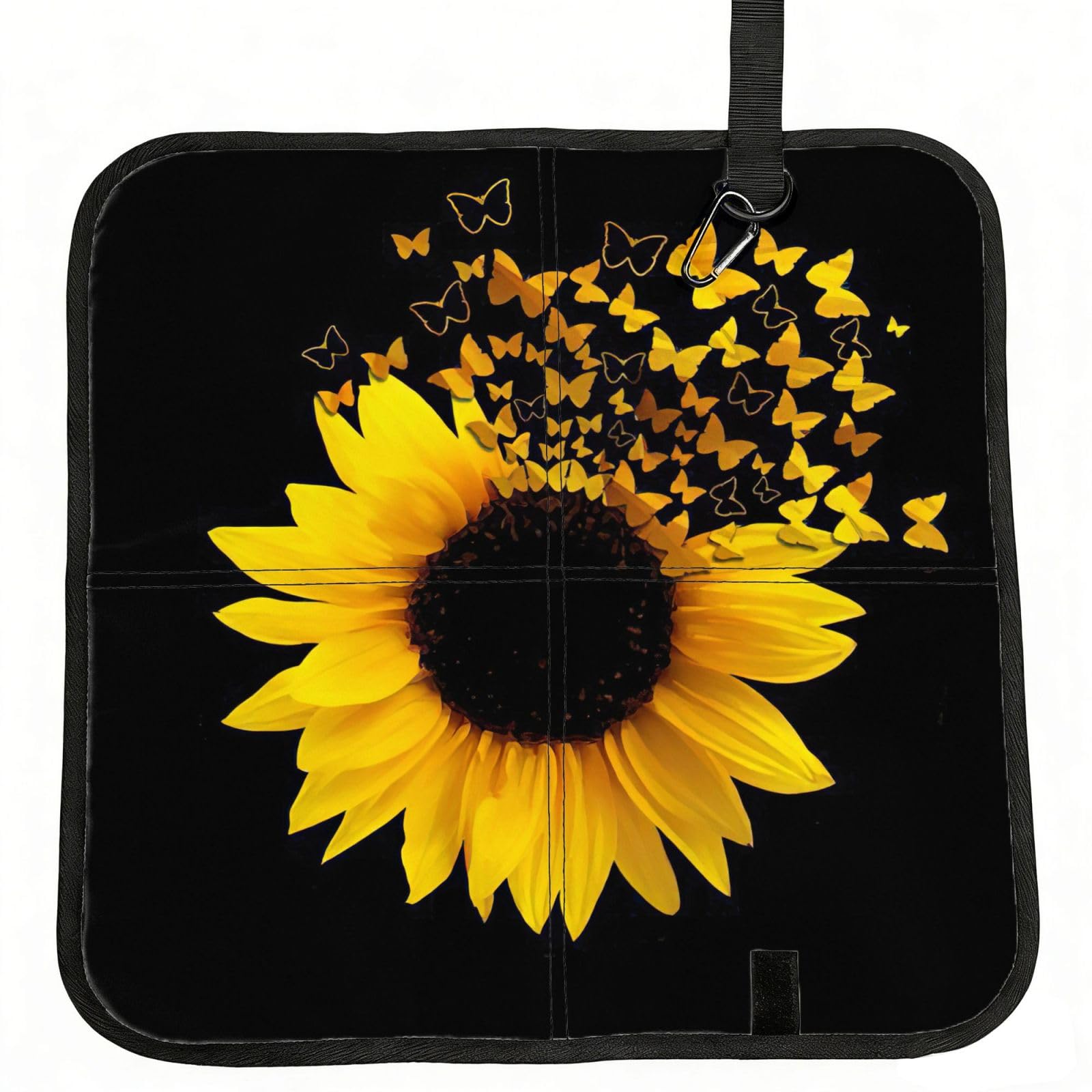 bghdfa Sunflower Floral Butterflies Art Print Outdoor Sitting Mat Waterproof Oxford Cloth Seat Cushion Folding Foam Camping Seat For Picnic