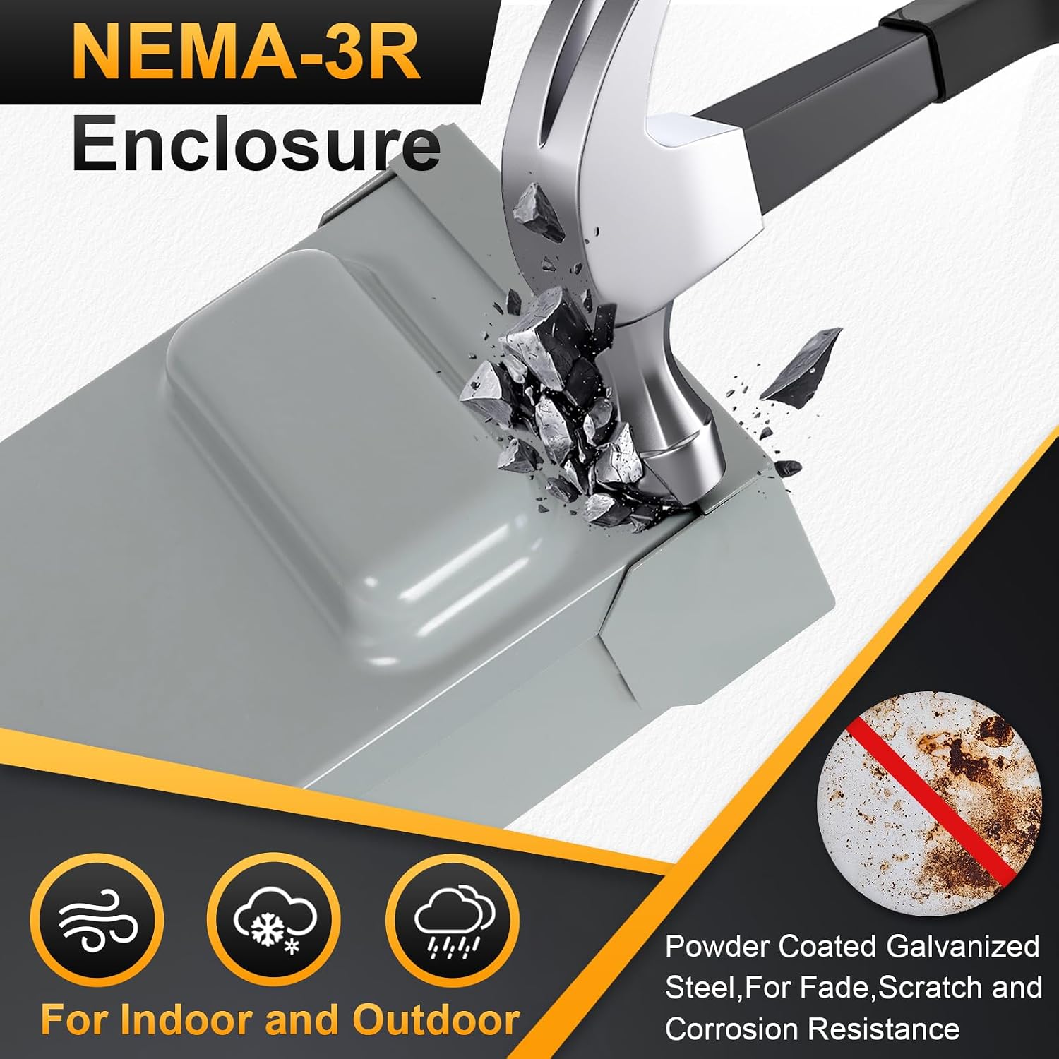 30 Amp AC Disconnect Box Outdoor, 120/240vac Pull Out Switch, Disconnect Box for Mini Split, Air Conditioning and Home & Light Commercial HVAC Systems, Nema 3R Enclosure