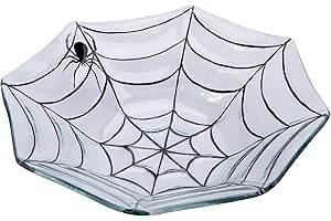 Spooky Glass Spider Web Halloween Candy Bowl