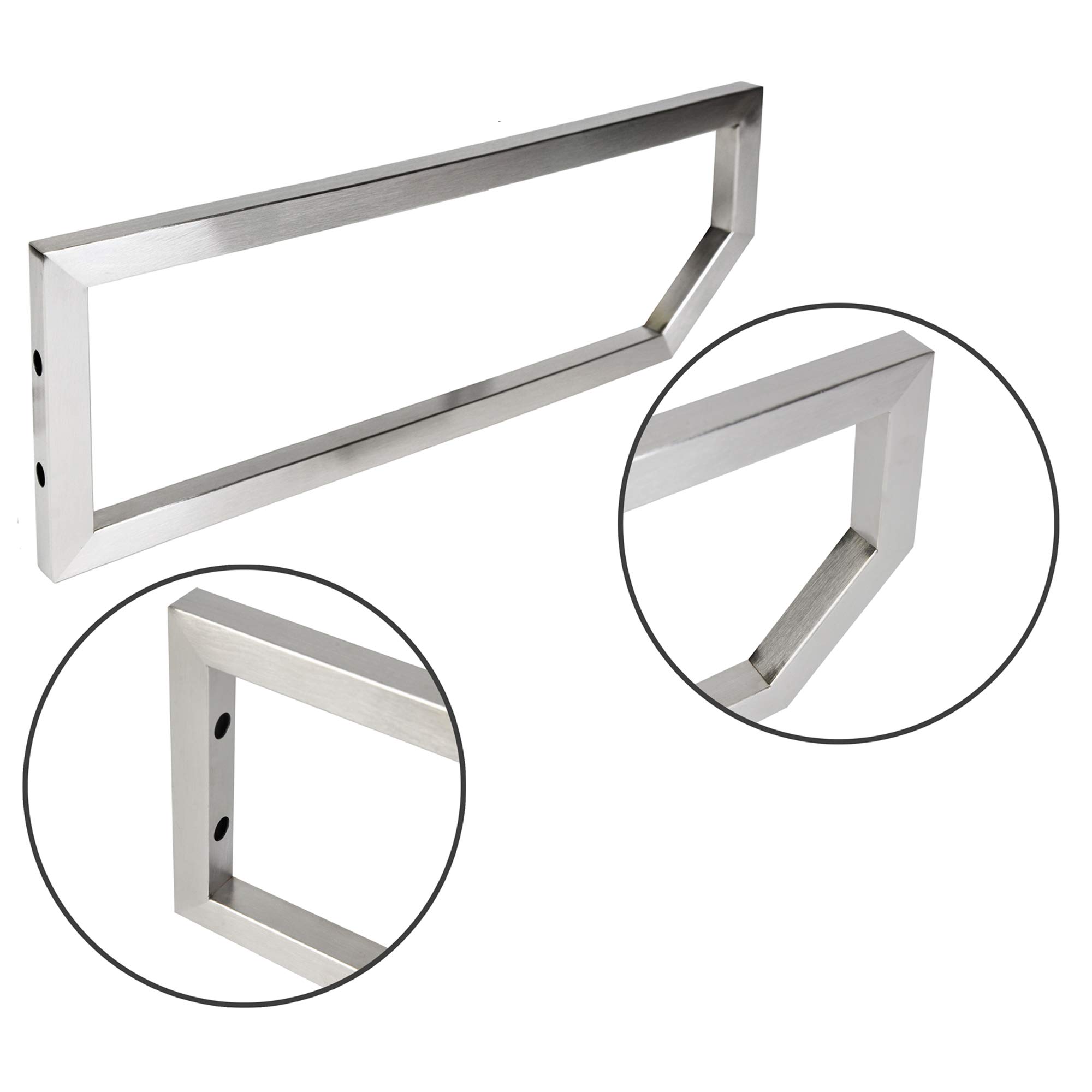 Montixx® Consola de pared y toallero, juego de 2 en forma pentagonal, de acero inoxidable, para soporte de lavabo/base para mesa de agua y lavabo, 33 cm x 15 cm