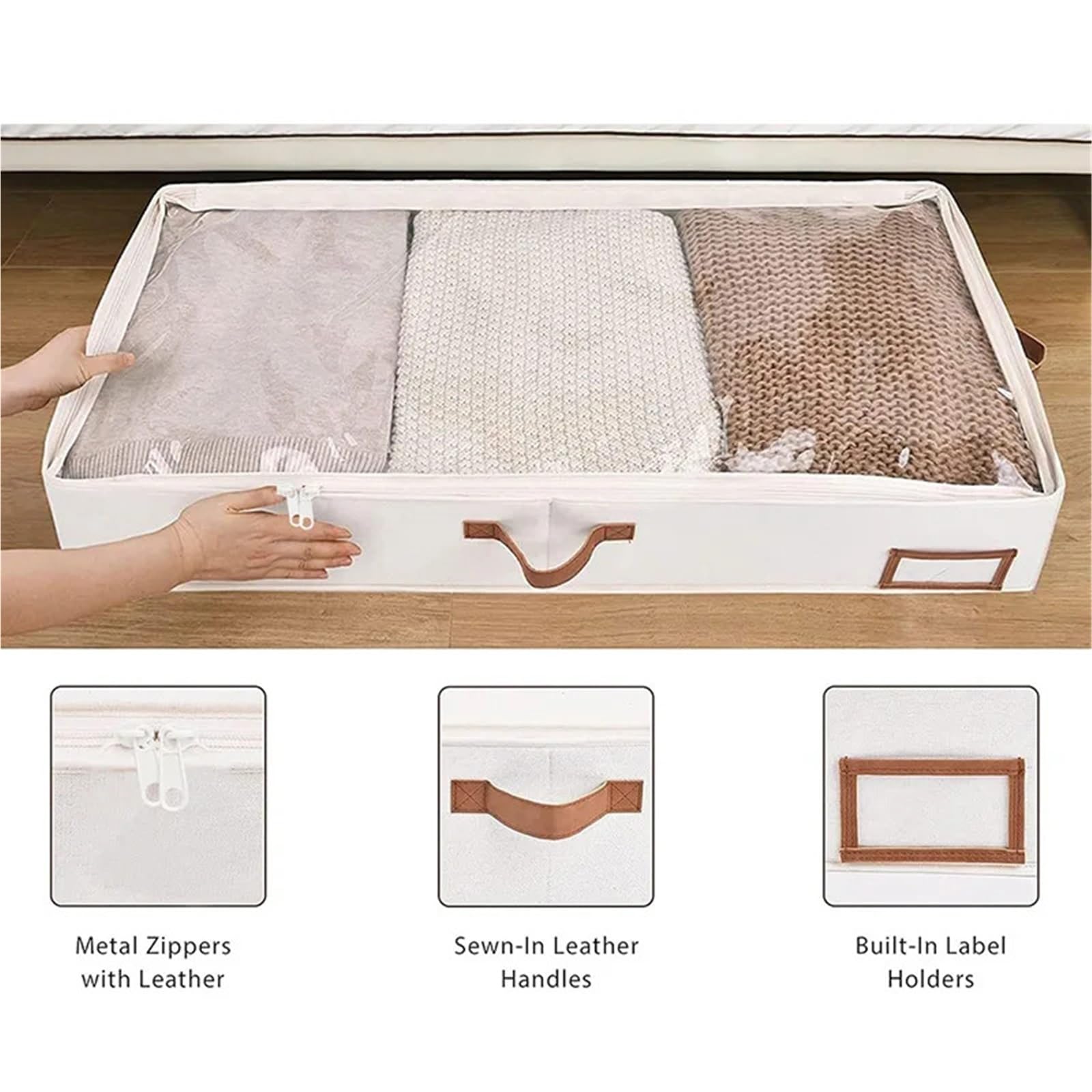 Faltbare Kleideraufbewahrung Foldable Underbed Storage Box for Clothes Under Bed Clothes Organizer with Sturdy Structure and Ultra Thick Fabric(4pcs)
