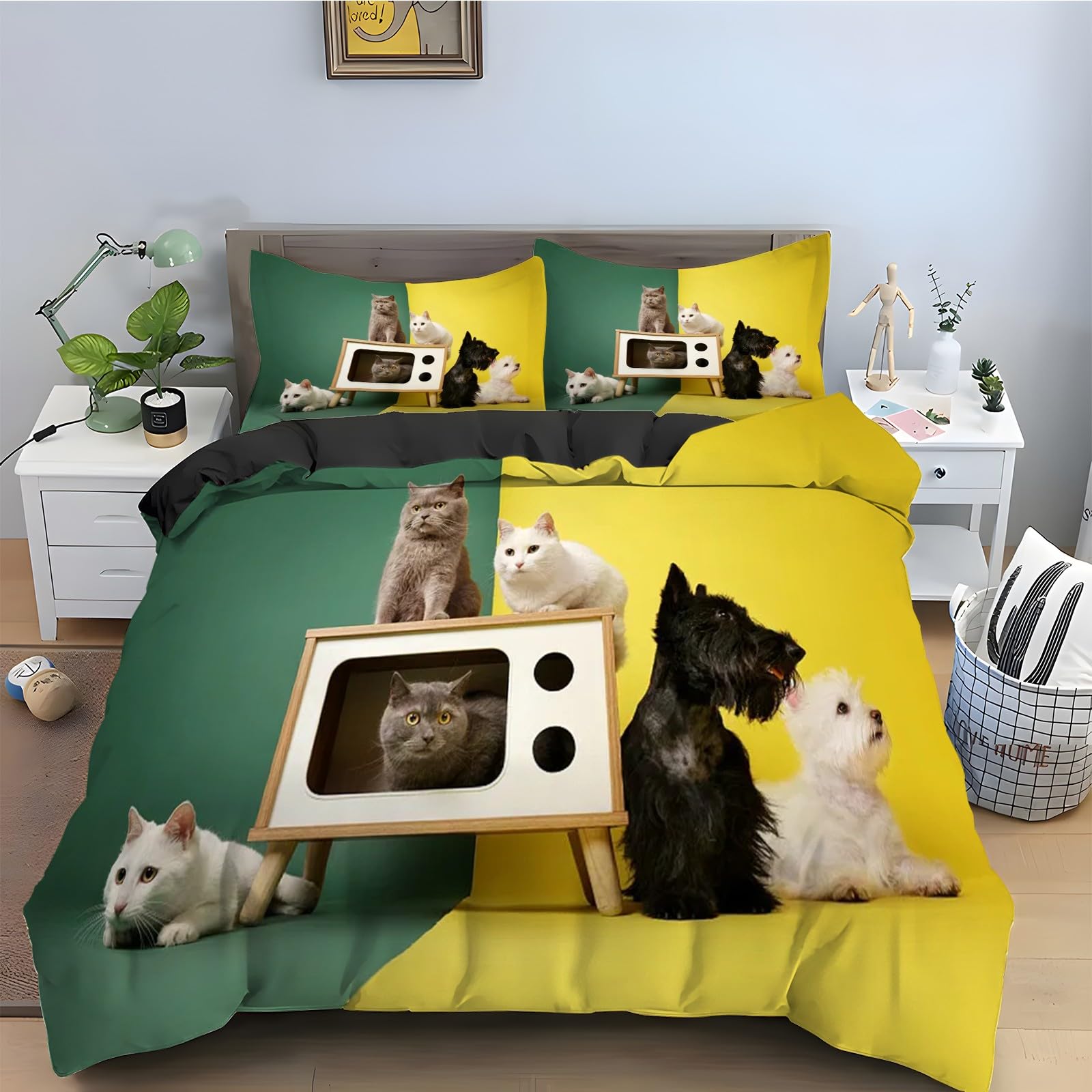 Parure de lit 90x190 chat pour chambre d enfant cocooning