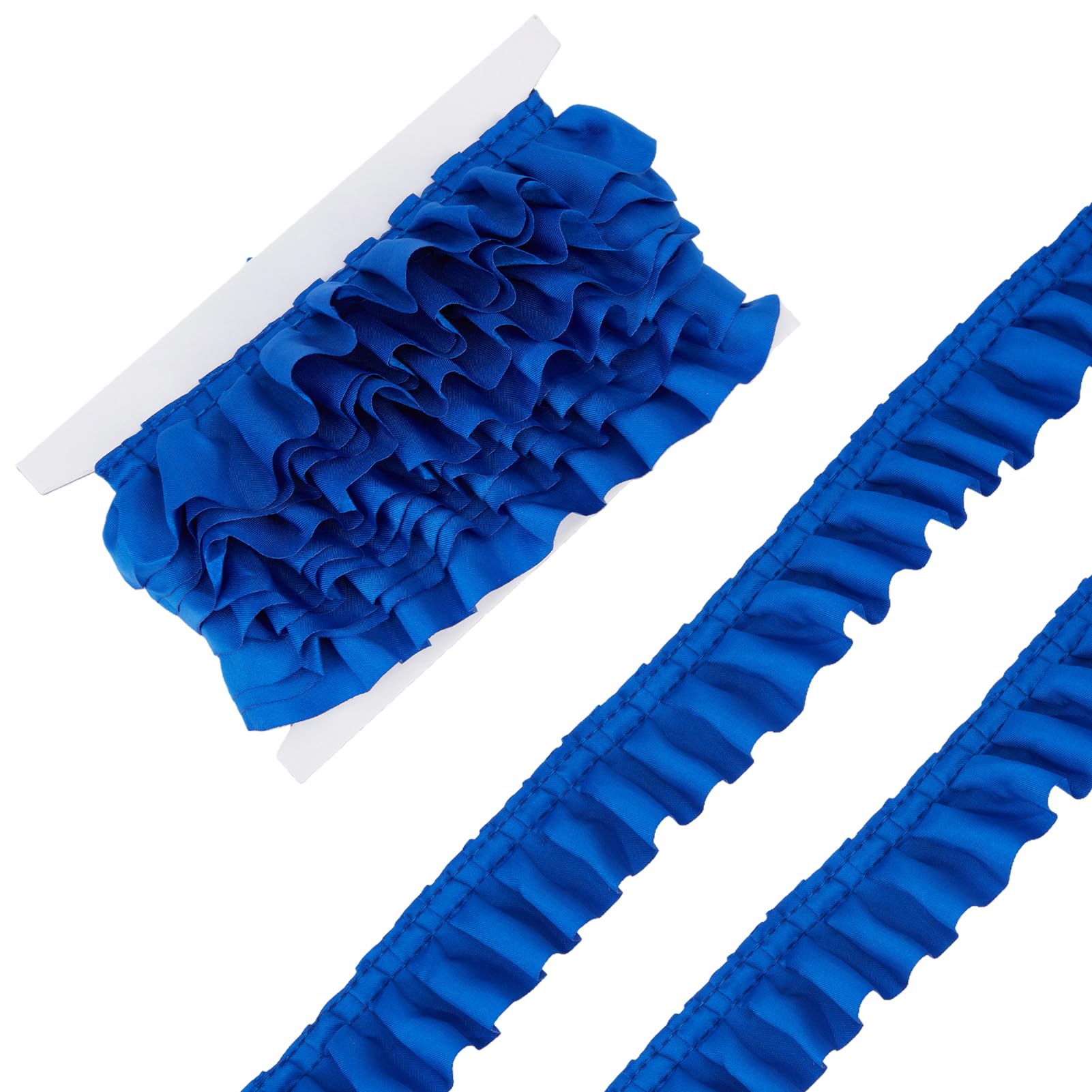 letsinstyle 5 Yards 1.57 Inch Satin Ruffle Pleated Trim, Navy Gather Ruffle Edge Ribbon, Chiffon Pleated Ribbons for Cloth Applique Embellishment DIY Sewing Crafts