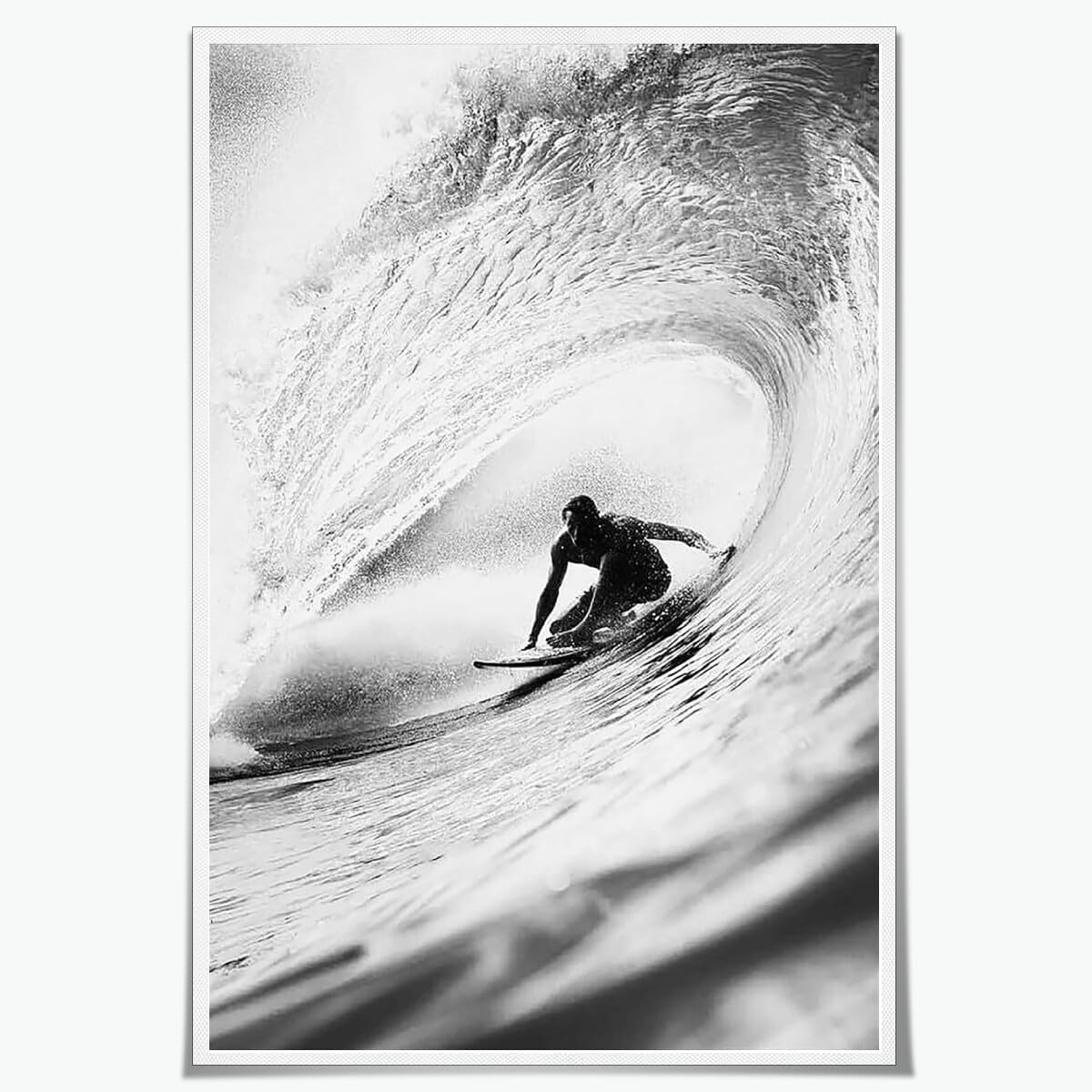 Vintage Surf Poster Coastal Wave Art Beach Wall Art Big Wave Painting Extreme Sports Surfing Canvas Prints for Home Living Bedroom Dorm Apartment Wall Decor 8x12inch Unframed