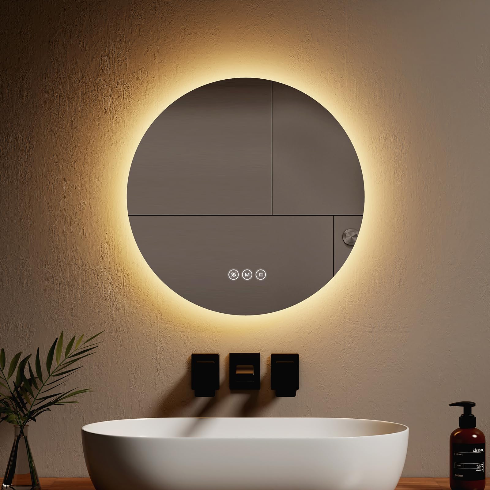Adema Circle Badkamerspiegel - Rond - Diameter 80cm - Indirecte Led Verlichting - Spiegelverwarming