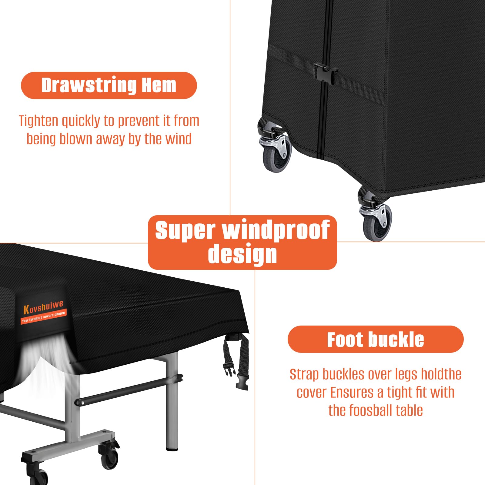 Kovshuiwe Funda para Mesa De Ping-Pong, Plegable, con Cremallera Impermeable, De Tela Oxford 420D, A Los Rayos UV Y Al Polvo, para Uso En Interiores Y Exteriores - 173 X 77 Pulgadas / 18 X 158 Cm
