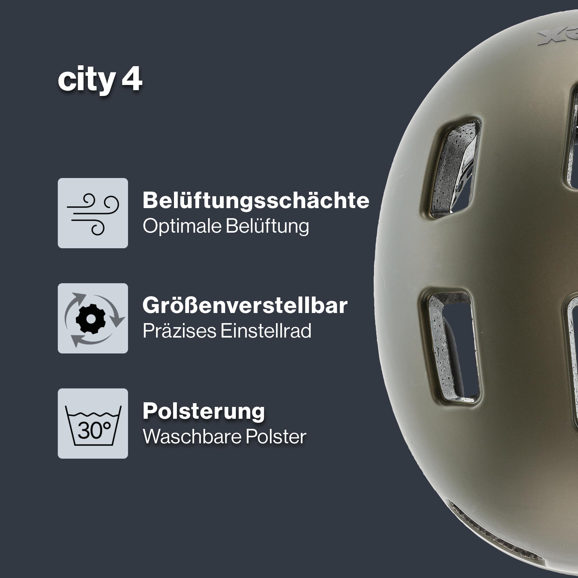 uvex city 4 - leichter City-Helm für Damen und Herren - individuelle Größenanpassung - inkl. LED-Licht - green smoke matt - 58-61 cm
