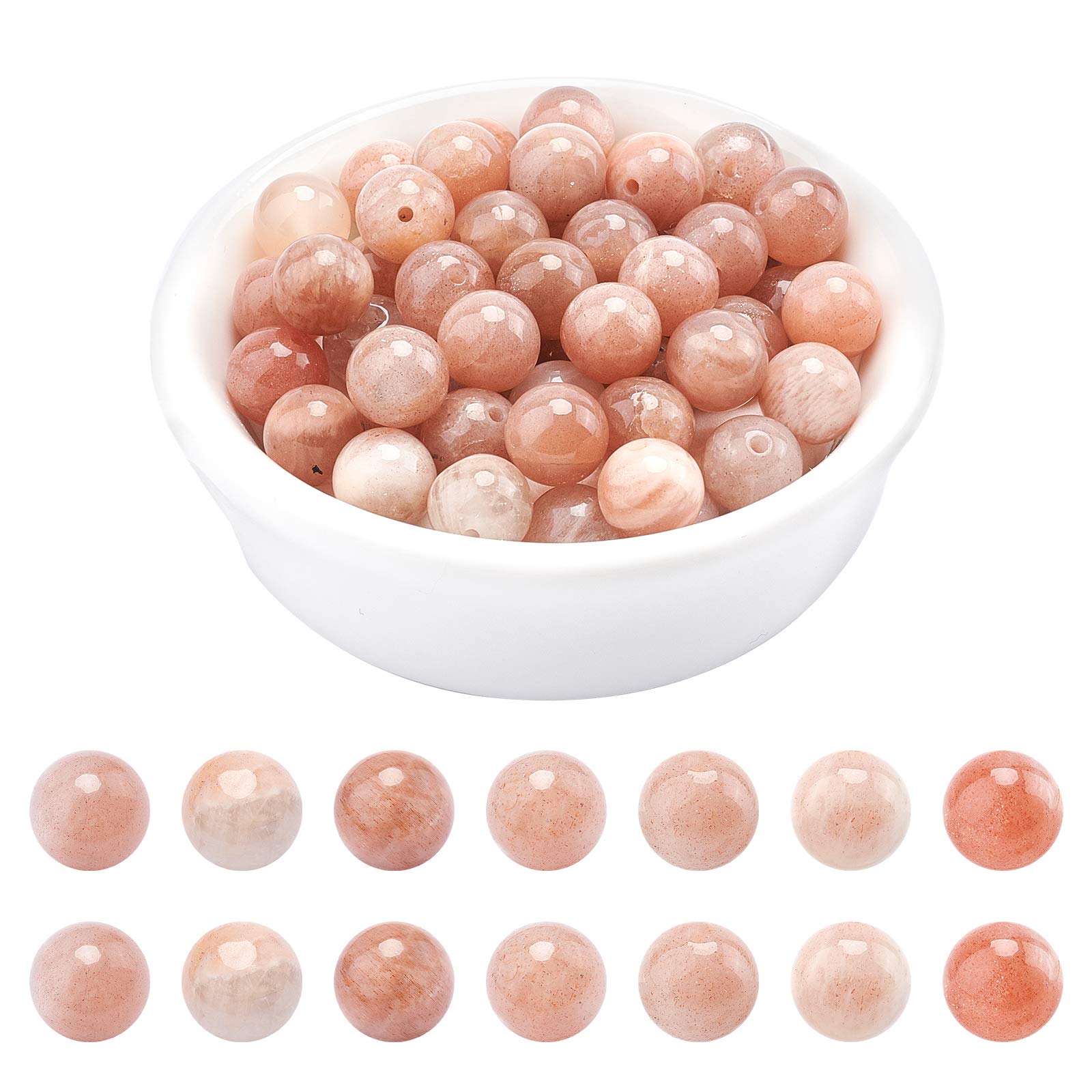 arricraft 1 Strand 47 Pcs Round Natural Sunstone Beads, 8mm Original Gemstones for Jewellery Making, Hole:1mm