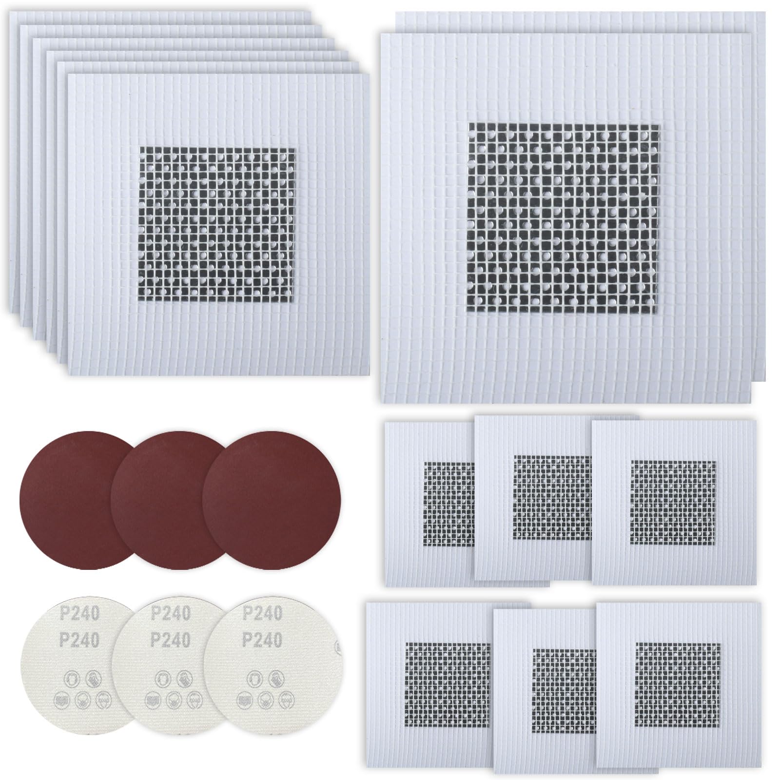 22 Pcs Dry Wall Repair Kits, 2/4/6 Inch Wall Repair Patches, Hole Filler Wall Patches for Holes Plasterboard Patch Hole Covers for Ceilings Cracks Fillers, Includes Scrapers, Sandpaper