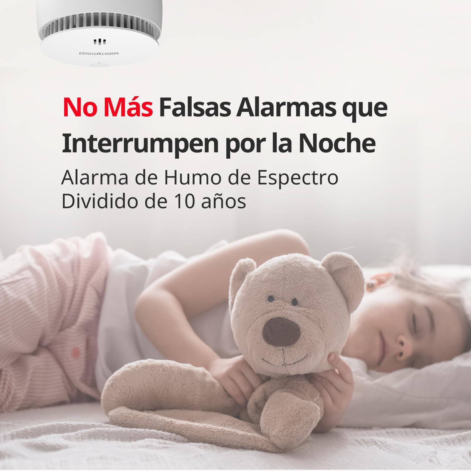 Alarmas de humo para el hogar, batería de 10 años, alarma de humo, alarma de incendio con botón de prueba/silencio, detector de humo certificado por TUV cumple con la norma EN14604 (5 unidades)