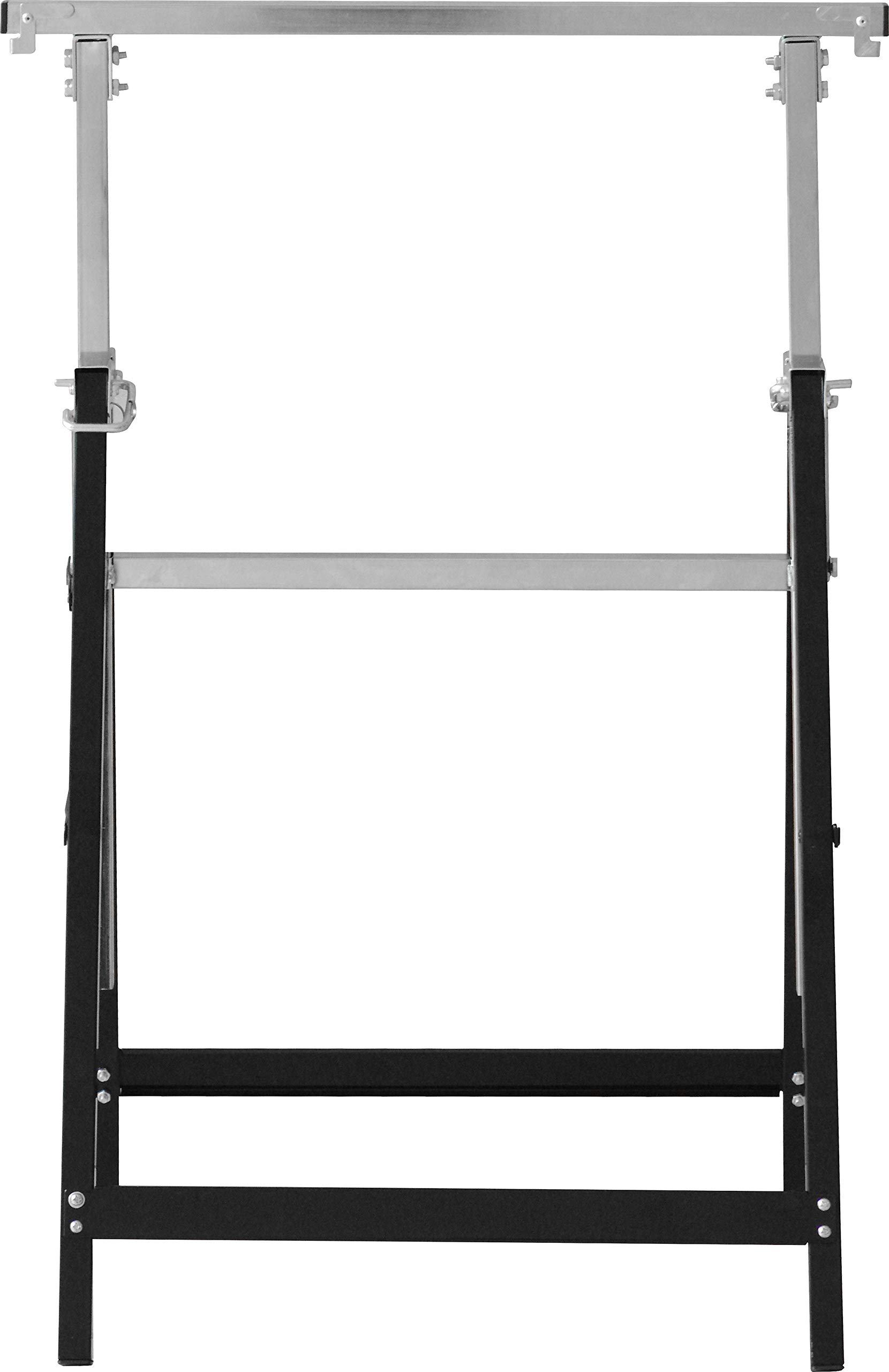 Meister Metalowy kozioł 200 kg – składany – zmienna wysokość robocza od 800 – 1300 mm – 7-stopniowa regulacja wysokości – z hakiem zatrzaskowym/stojak warsztatowy z metalu/teleskopowy kozioł