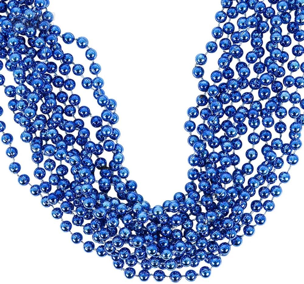 Rhode Island Novelty Blue Bead Necklace 1 Dozen : Clothing, Shoes & Jewelry