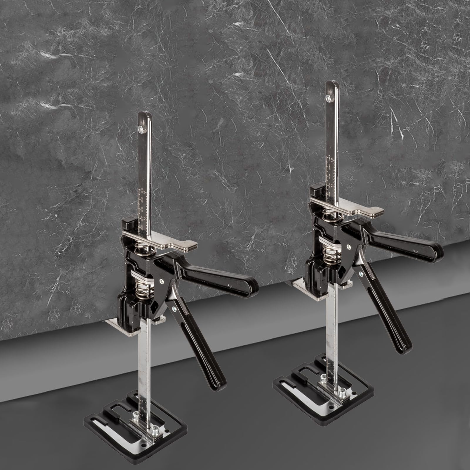 2 pezzi Sollevatore per Pannelli di Livellamento a Risparmio di Lavoro,400kg/880lbs,per Pavimenti, Porte, Installazione di Armadi, Sollevatori per Cartongesso, con Scala (39cm)