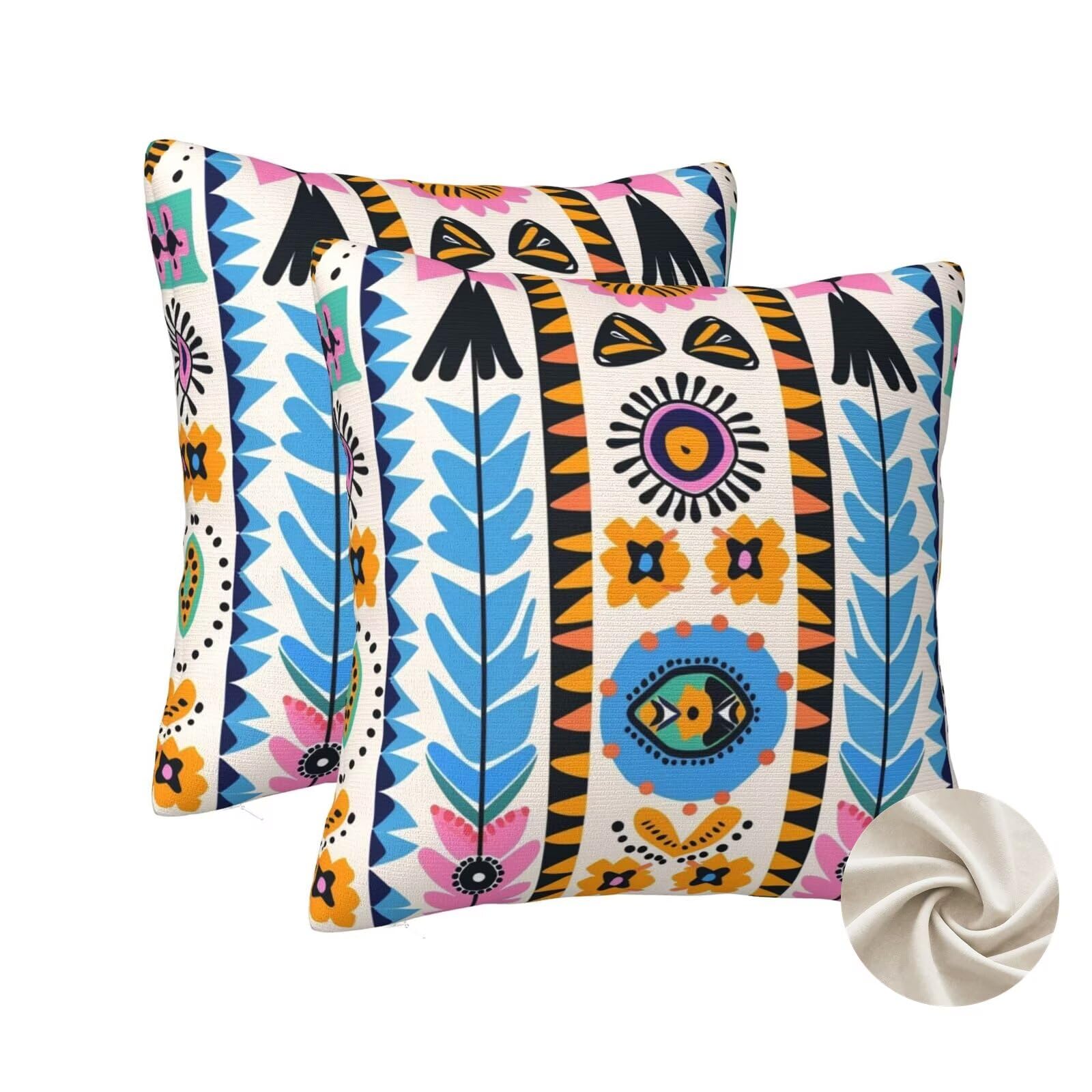 Coussin de canapé style bohème et housses d'Inde 50x50 cm aux finitions soignées