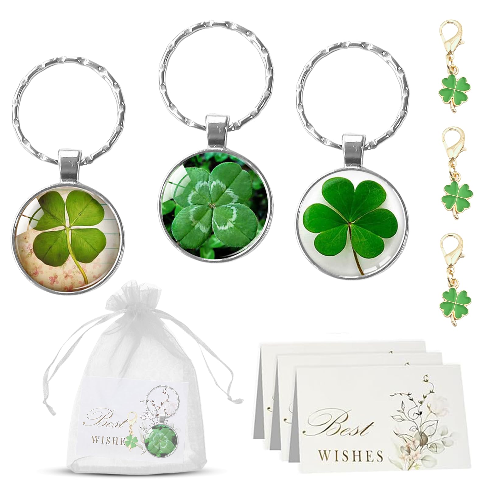 PNANLYA Vierblättriges Kleeblatt Keychain Schutzengel Glück